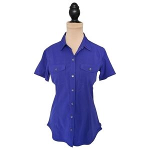 Eddie Bauer Blue Free Dry Short Sleeve Button Up Sz S